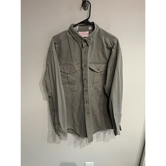 CC Filson Feather Cloth Shirt Mens XL Gray Long Sleeve Button Vintage 90s HOLE - Picture 1 of 8